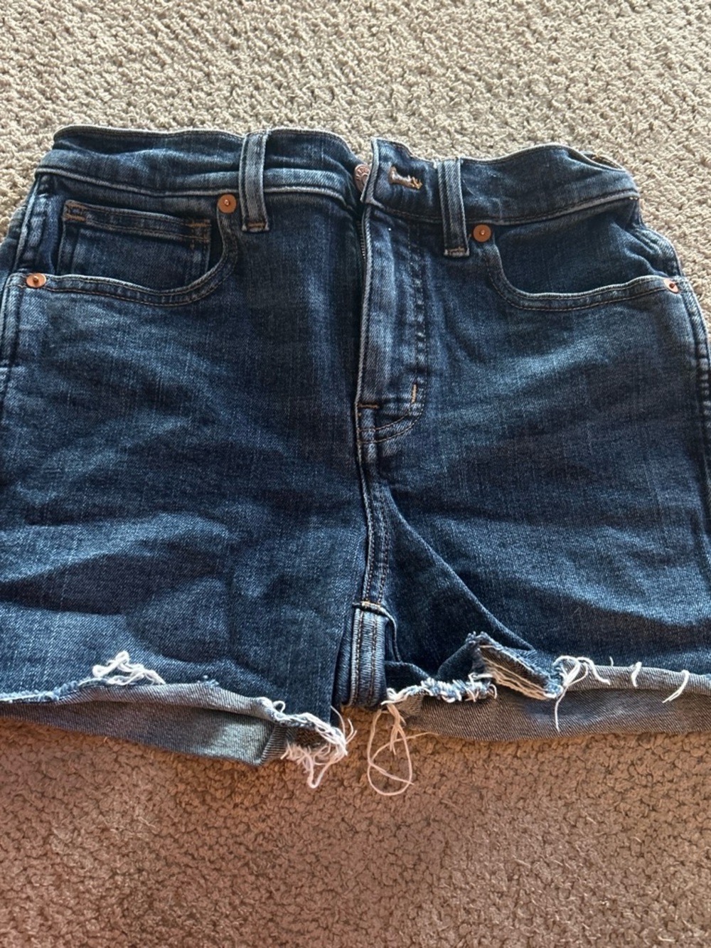 Madewell Dark Blue Distressed Cutoff Denim Shorts